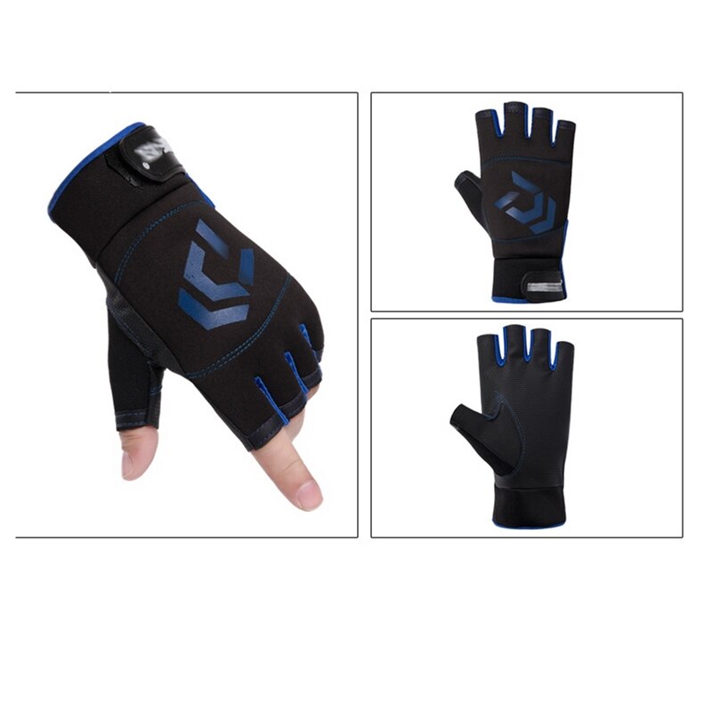 1 par de guantes de pesca universales para hombre y mujer, accesorios de pesca antideslizantes con tres dedos, guantes SBR: 3