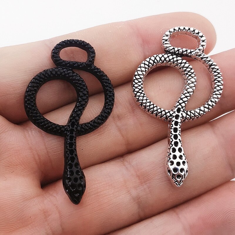 5pcs 46*26mm pendenti con serpente pendenti con ciondoli a forma di serpente animale per orecchini fai-da-te creazione di gioielli fatti a mano