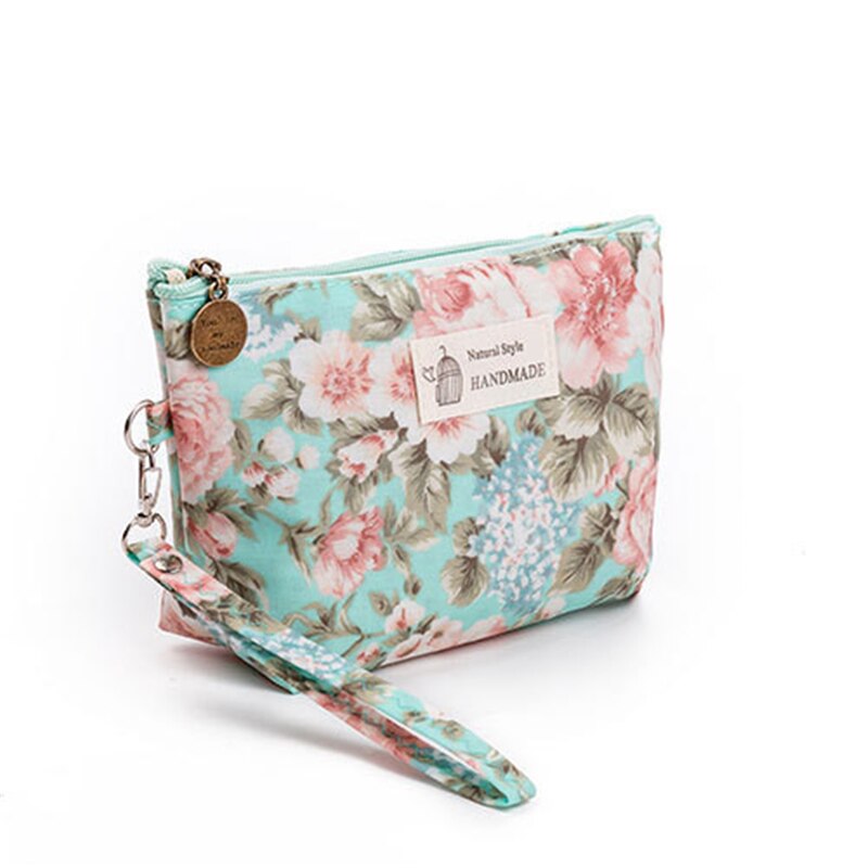 Bolsa de viaje para maquillaje PURDORED, 1 unidad, portátil, con estampado 3D de flores, bolsa de viaje para mujer, neceser de aseo personal, bolsa