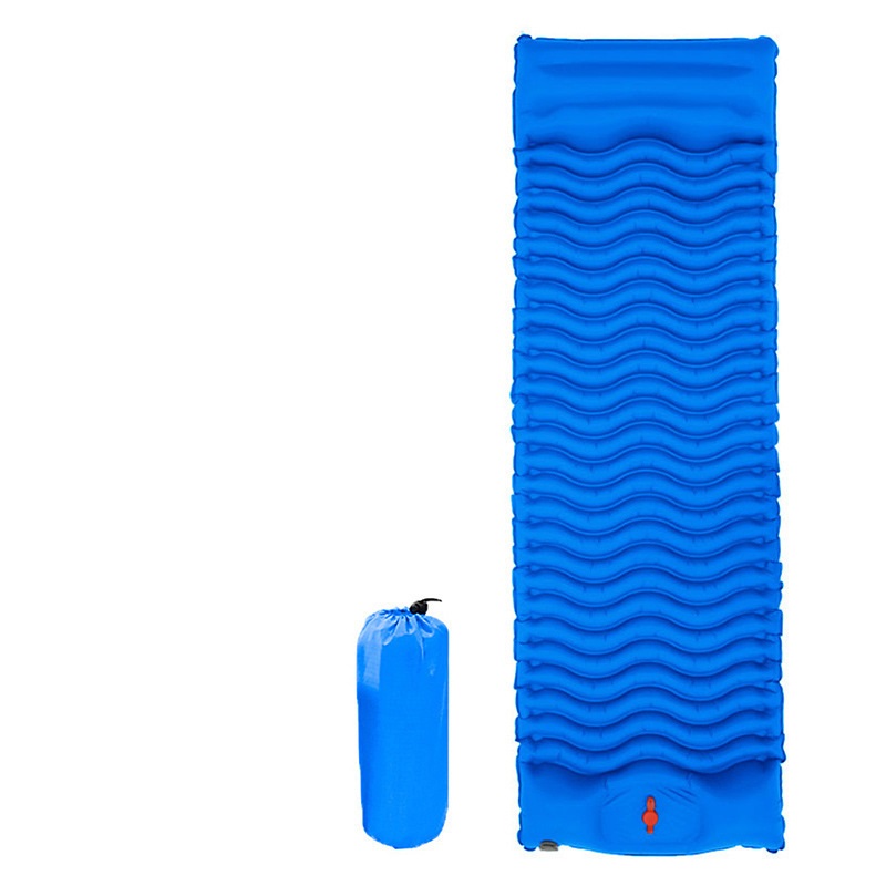 Ultralätt uppblåsbar kudde 190cm campingtält inbyggd bump liggunderlag fotpress uppblåsbar madrass: Himmelsblå