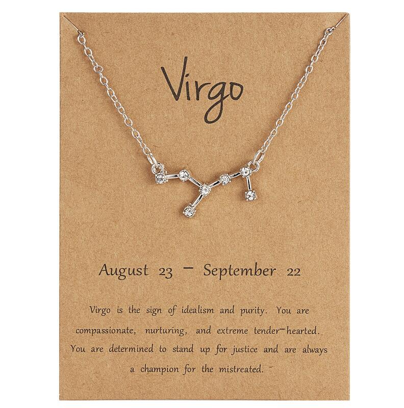 Collares del zodiaco de 12 Constelaciones para mujer, signo del horóscopo, joyería Coreana de circón, Estrella, Galaxia Libra, astrología,: Virgo