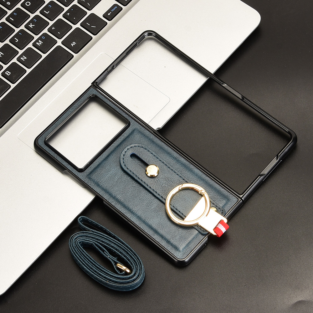 Luxe leren flip-wallet telefoonhoesje voor tecno phantom v fold 2 met standaardfunctie  ae10 op ae10op kaarthouder 2 ae10-: Blauw