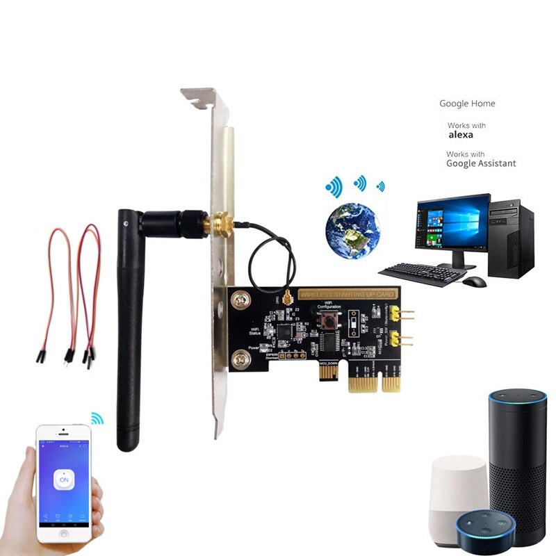 Mini PCI-E Desktop PC Remote Control Switch Card WiFi Wireless Smart Switch Relay Module Restart Switch Turn On/OFF