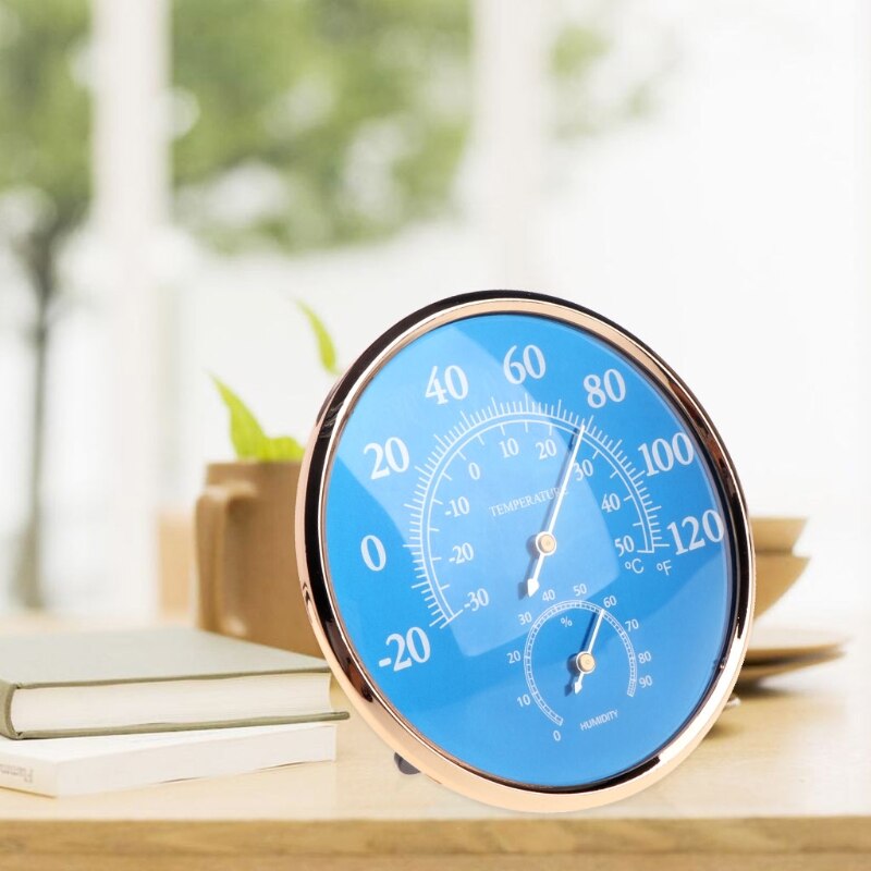 Large Round Thermometer Hygrometer Temperature Humidity Monitor Meter Gauge Blue 62KD