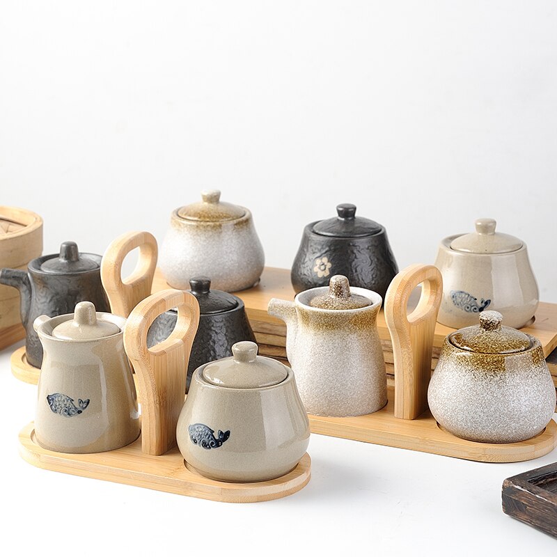 Vintage Kruiden Pot Set Spice Jars Azijn Fles Huishouden Keukengerei Porselein Mini Zout En Peper Shakers