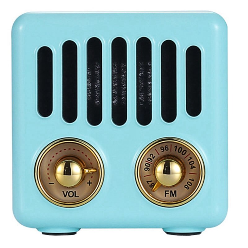 Retro Radio Bluetooth Speaker, FM Radio with Old Fashioned Classic Style, AUX Bluetooth TF Card MP3 Player: Blue