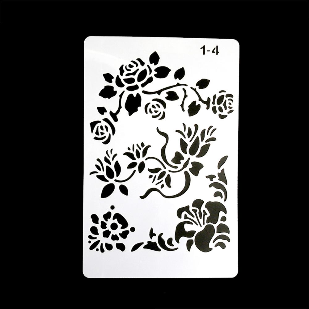 12 DIY Malerei Vorlage Hohl Graphics Home Wand Malerei Dekoration Sammelalbum Album Tagebuch Zeichnung Präge Schablonen: 1-4