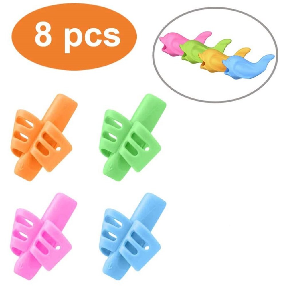 13 pcs/lot Two-Finger Kids Pen Holder Silicone Baby Learning Writing Tool Correction Device Pencil Grasp Writing Aid Pencil: 8pcs