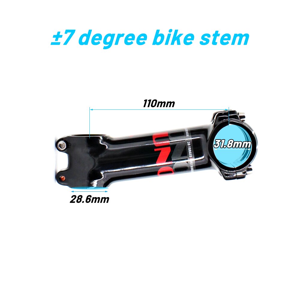 UNO vtt vélo tige 7 degrés ultra-léger en aluminium vélo tige 31.8mm 60-130mm montagne puissance pièces route 7 vélo puissance pièces tige: 31.8x110mm