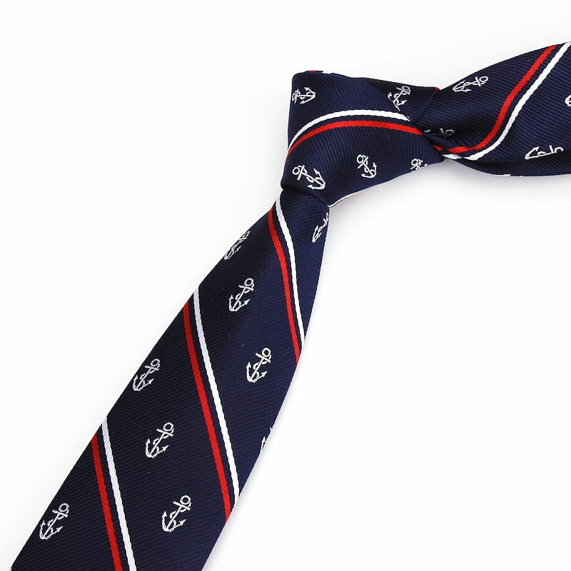 Luksus mænds anker print mønster slips 6cm mænds slanke slips polyester jacquard tynd hals slips bryllup corbata gravata slips