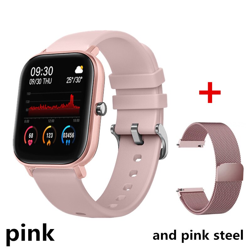 AMYNIKEER smart bracelet P8 smart watch heart rate monitoring bracelet fitness bracelet sleep blood pressure blood oxygen PK B58: pinkand pinksteel