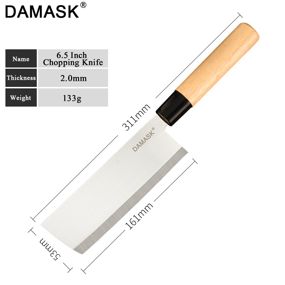 Damask køkkenkniv rustfrit stål knive sæt træskaft ultra skarp sashimi santoku chop kokkekniv madlavningstilbehør: 4.5 tommer hakning
