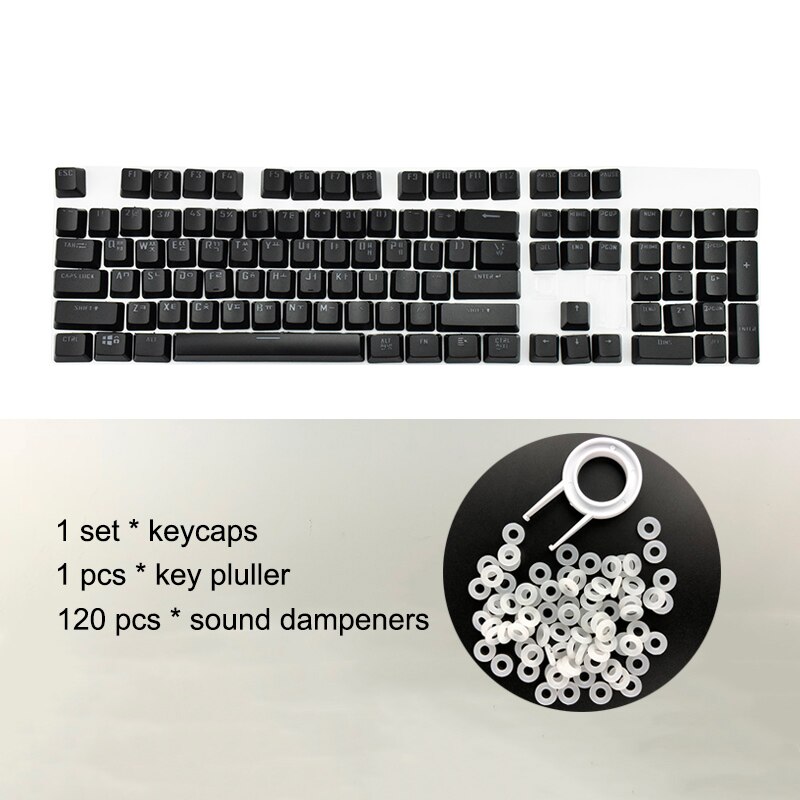 Korean Keycaps for Mechanical Keyboard Compatible with MX Switches Double Shot Support Led Lighting 한국어 키캡: Black n Ring(Blister