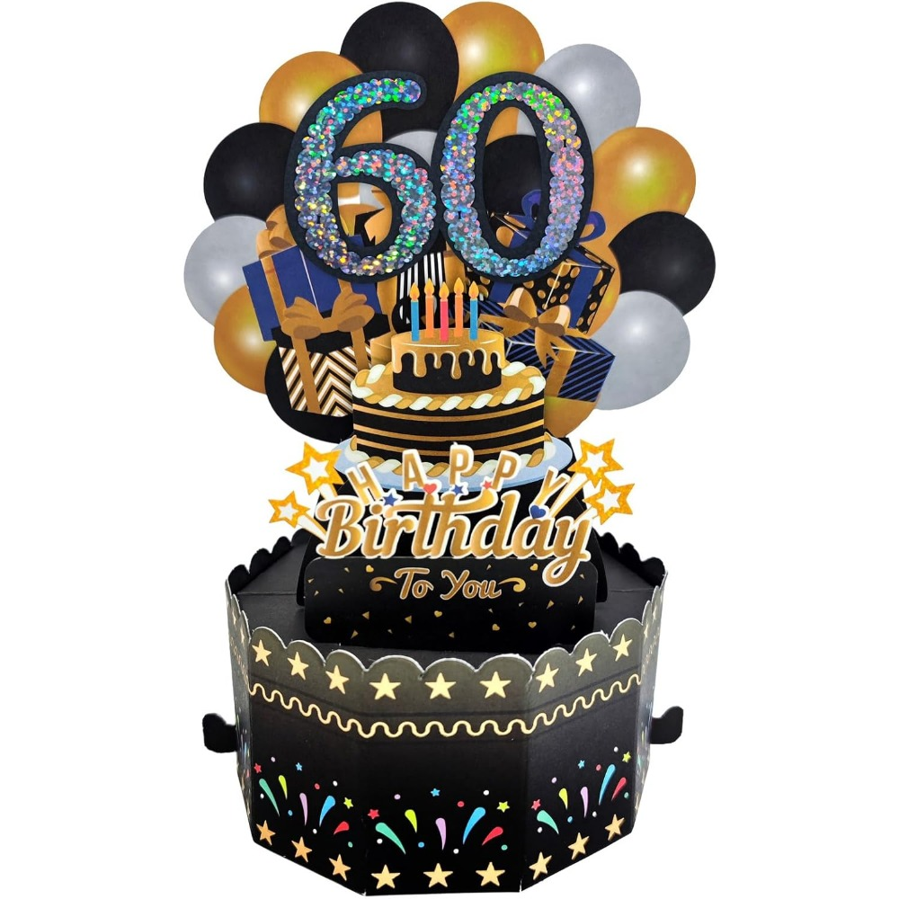 18/30/40/50/60th narodeninové priania, vtipná obálka, 3d vyskakovacie narodeninové priania, farebné kvetinové narodeninové priania: Hnedá