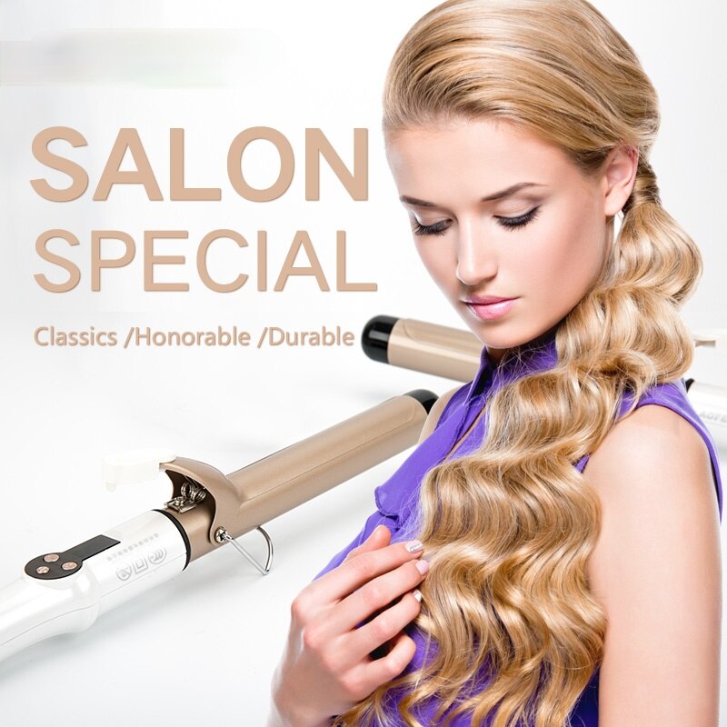 Real Electric Ceramic Hair Curler Lcd Curling Iron Roller Curls Wand Waver Styling Tools