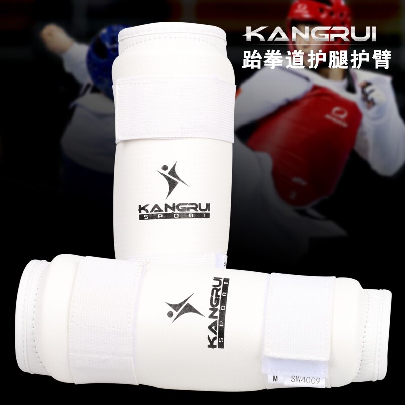 1 par Adulto kangrui masculinos crianças do sexo feminino couro PU Karate Taekwondo WTF Aprovar braço guardas guardas protetor de perna