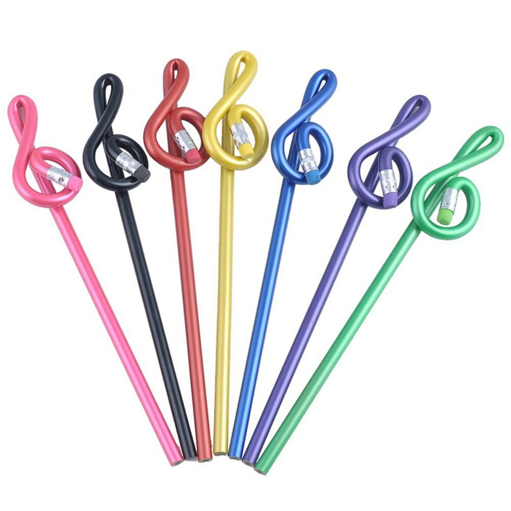 7pcs Cartoon Musical Note Shape Pencil Set Writing Drawing Sketch Painting Non-toxic Pencils For School Students Stationery