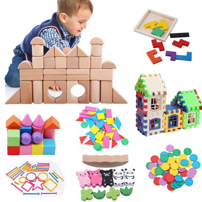 Wooden Blocks Bbay Montessori Educational Toy Cube Game For Kids Geometric Assembling Building Blocks Pine Wood