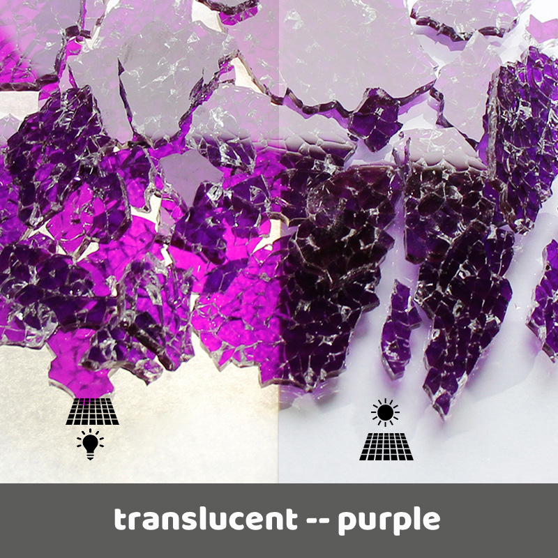 600g/21.16oz fragmentos de vidro translúcido mosaico telhas mulit cor espelho quebrado peças de vidro telha diy artesanato crack material: translucent purple