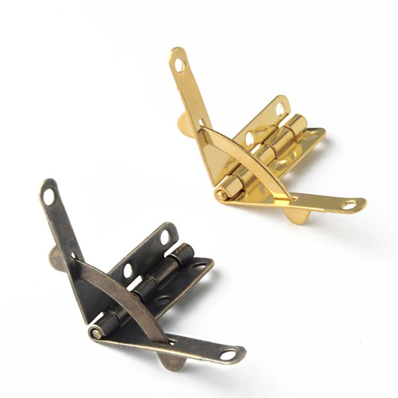 2 Teile/los Frühling Scharnier 90 Grad Winkel Unterstützung Scharnier Kleine Kasten Scharniere für Schmuck fallen Holz Deckel Tür Schließen-helle Gold, Bronze-