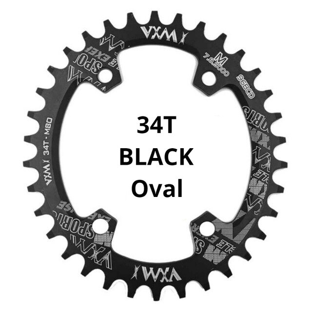 Vxm rund oval 96 bcd kædering mtb mountain bcd 96 cykel 30t 32t 34t 36t 38t kranksæt tandplade dele til  m7000 m8000 m9000: Sort 34t oval