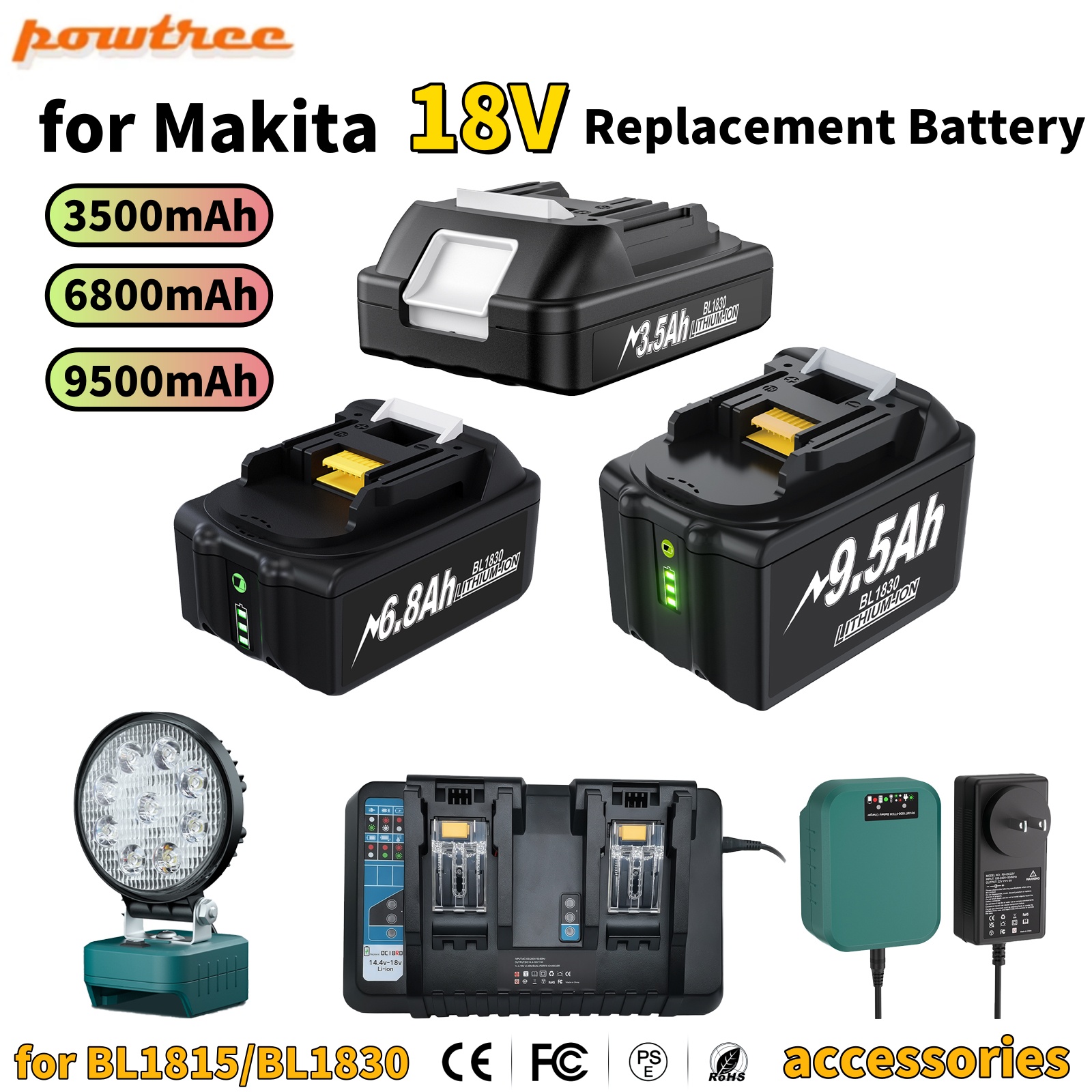 Für Makita 18 V Akku BL1830 BL1815 BL1860 BL1850 BL1840 Schraubendreher Akku & Ladegerät 18 V Ersatz-Akkus für Elektrowerkzeuge.