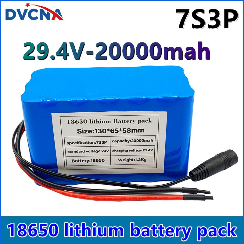 24V 20Ah 7s3p 18650 Batterij Lithium Batterij 24V 20000Mah Elektrische Fiets Bromfiets Elektrische Lithium Ion Accu + 2A Charger