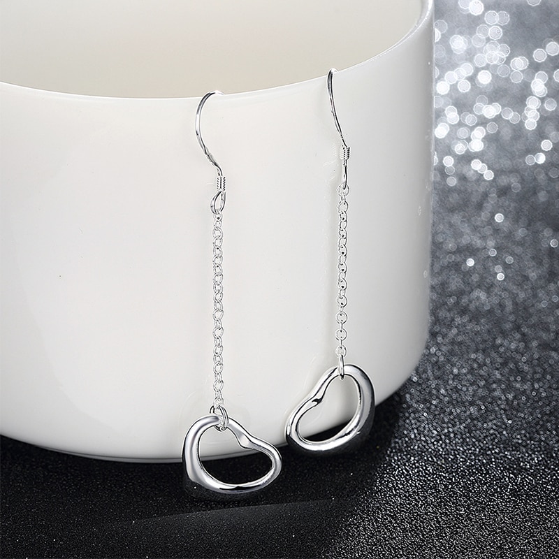 925 Zilveren Sieraden Sets Romantische Hart Hanger Ketting Kettingen Lange Kettingen Dangle Earring Armband Set Vrouwen Engagement Sieraden