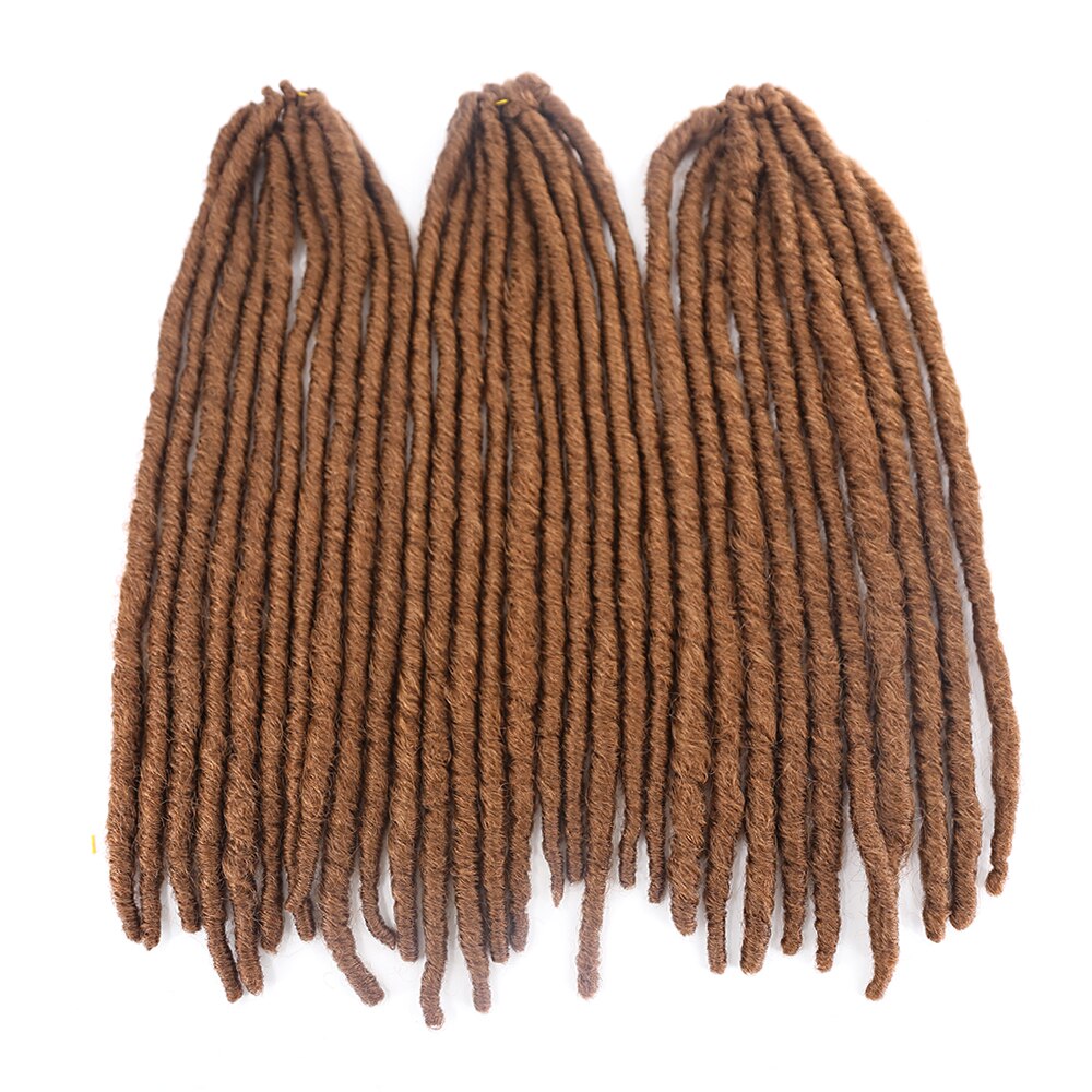 SOKU Brown Faux Locs Braids Straight Hair Extensions 20 Inch Long Soft Crochet Hair Braided Synthetic Afro Dreadlocks Hair
