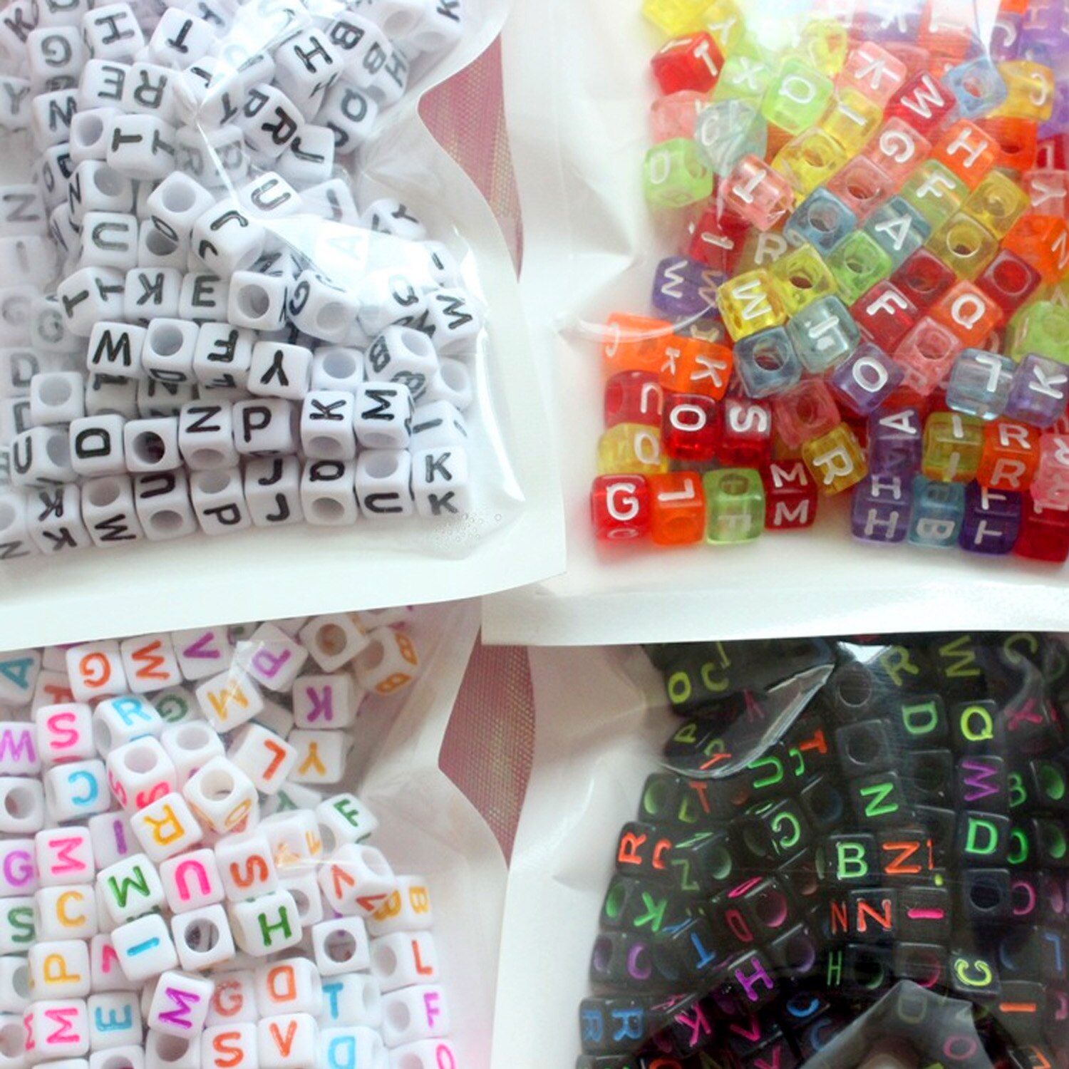 Besegad 800 stk perler 6mm assorteret stil akrylterning alfabet brev løse perler til barn pige armbånd halskæder smykker