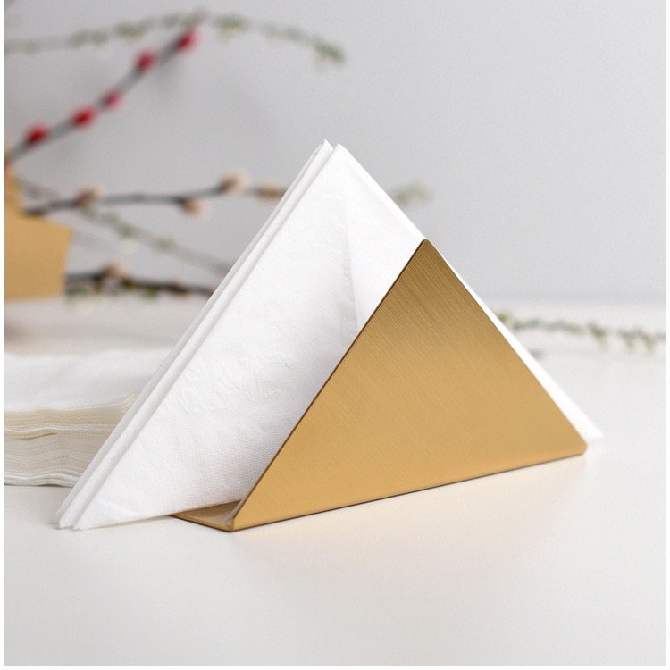Northern European Ins Golden Triangle Stainless Steel Toilet Paper Holder Western Restaurant Cafe Hotel DiningTable Metal Napkin: Gold