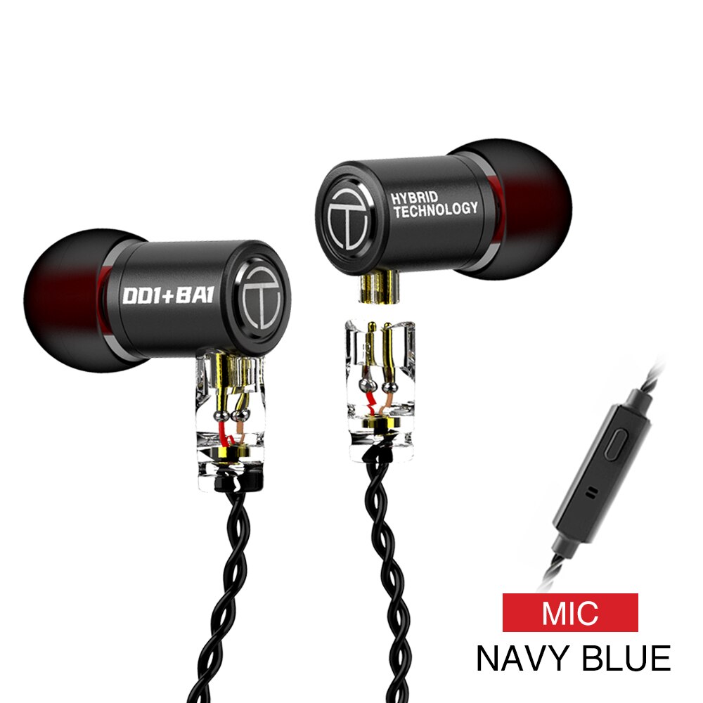 Nuevos auriculares hibridos TRN M10 1BA 1DD TRN, auriculares HIFI, auriculares para Monitor de oido, auriculares V90 VX V80: Black with mic