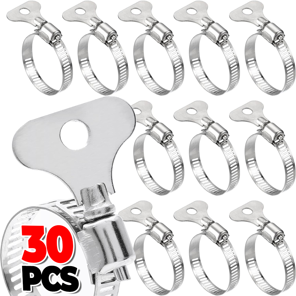 10-30 Stuks Verstelbare Slangklem Met Handvat Rvs Hoepel Klem Kraan Waterleidingen Bevestigingsmiddelen Wormwiel slang Clip Hardware