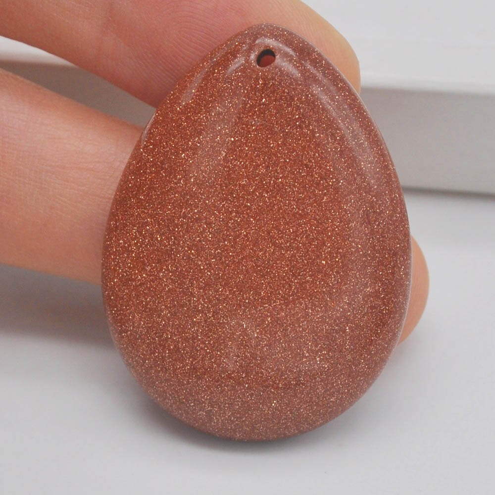 Natural 40x30MM Mixed Stone Bead Teardrop CAB Cabochon Hole Jewelry For GEM Pendant 1PCS H149-H166: Golden Sandstone