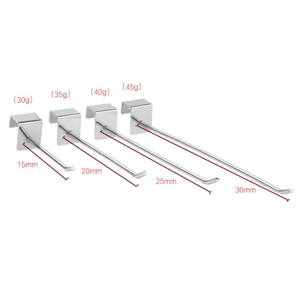 20PCS Metal Display Rack Square Tube Hooks Sturdy Goods Shelf Hooks for Supermarket Use Size 5cm Silver