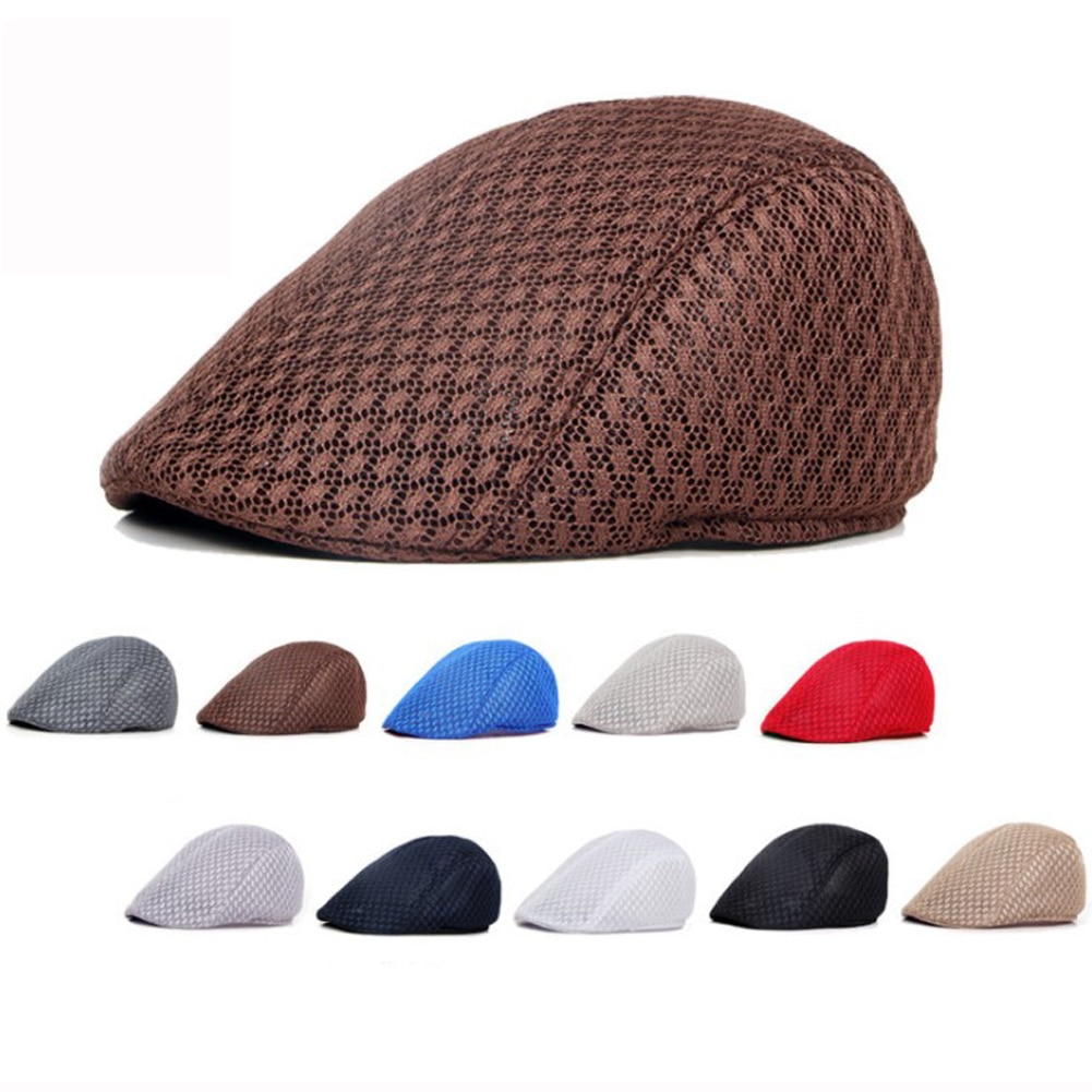 2019 brytyjski styl klasyczny mężczyzna kobiet Mesh berety czapki lato dorywczo jednolity kolor czapki z daszkiem berety kapelusze oddychająca czapka Casquette