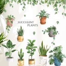 Zielony liść bonsai kwiat doniczkowy ściana roślin naklejki dekoracyjna naklejka Dom dekoracje kuchnia okno wystrój salonu naklejka