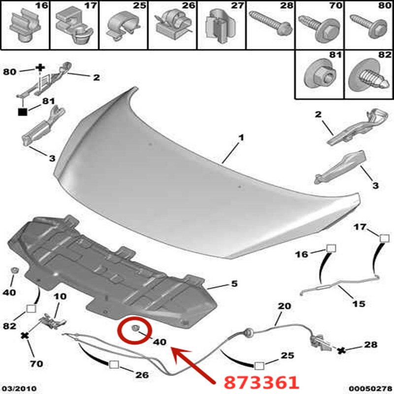 Adatto per Peugeot 207 307 607 CC 807 esperto coperchio tampone blocco cofano buffer 873361 coperchio macchina blocco tampone molo in gomma