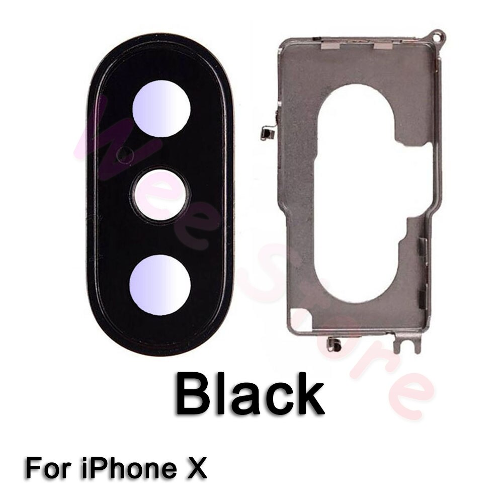 Cristal de safira volta traseira da câmera anel de vidro para o iphone x xs max xr original lente da câmera anel capa substituição: X Black