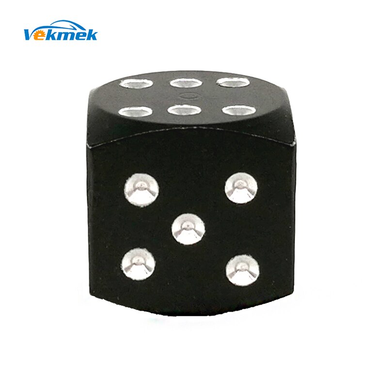 4pcs Dice Aluminum Tire Valve Caps for Auto Bike Motorcycle Boson Valve Stem Covers for US Valves Car Styling Parts Accessories: Black