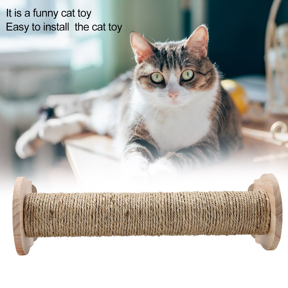 Wooden Natural Durable Cat Scratching Bar Board Post Funny Toy Cat Scratching Column Climbing Frame Solid Wood Column Grab Board