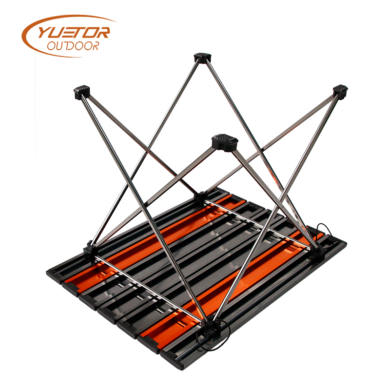 YUETOR OUTDOOR Small Size Ultra Light Portable Foldable Folding Table Desk Camping Outdoor Picnic Aluminium Alloy Orange