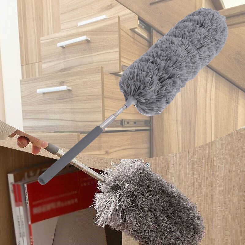 1x Long Handle Dusting Cleaning Brush Telescopic Extendable Feather Duster Bending Duster Brush Vent Detailing Removal Household