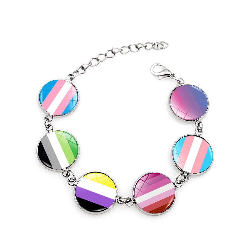 FIMAODZ Rainbow Gay Pride Bracelet Glass Photo Print Lesbian LGBT Couple Bracelets for Women Men