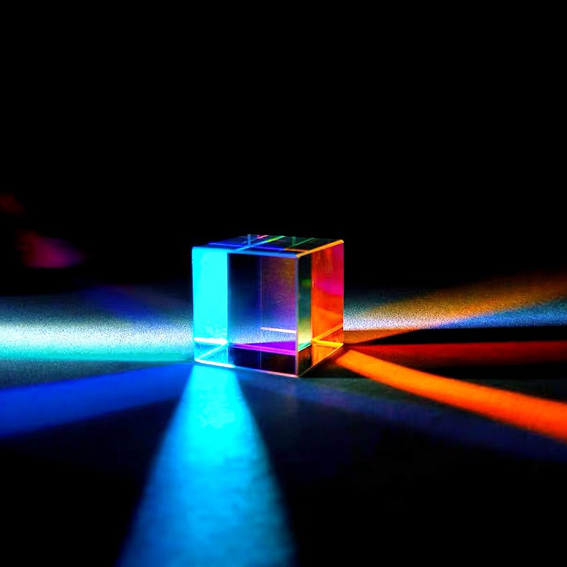 Optical Glass Cube 18mm Color Prism Dichroic X-Cube 6sides DIY Light Cube Prism Photography Accessories Beam Combiner