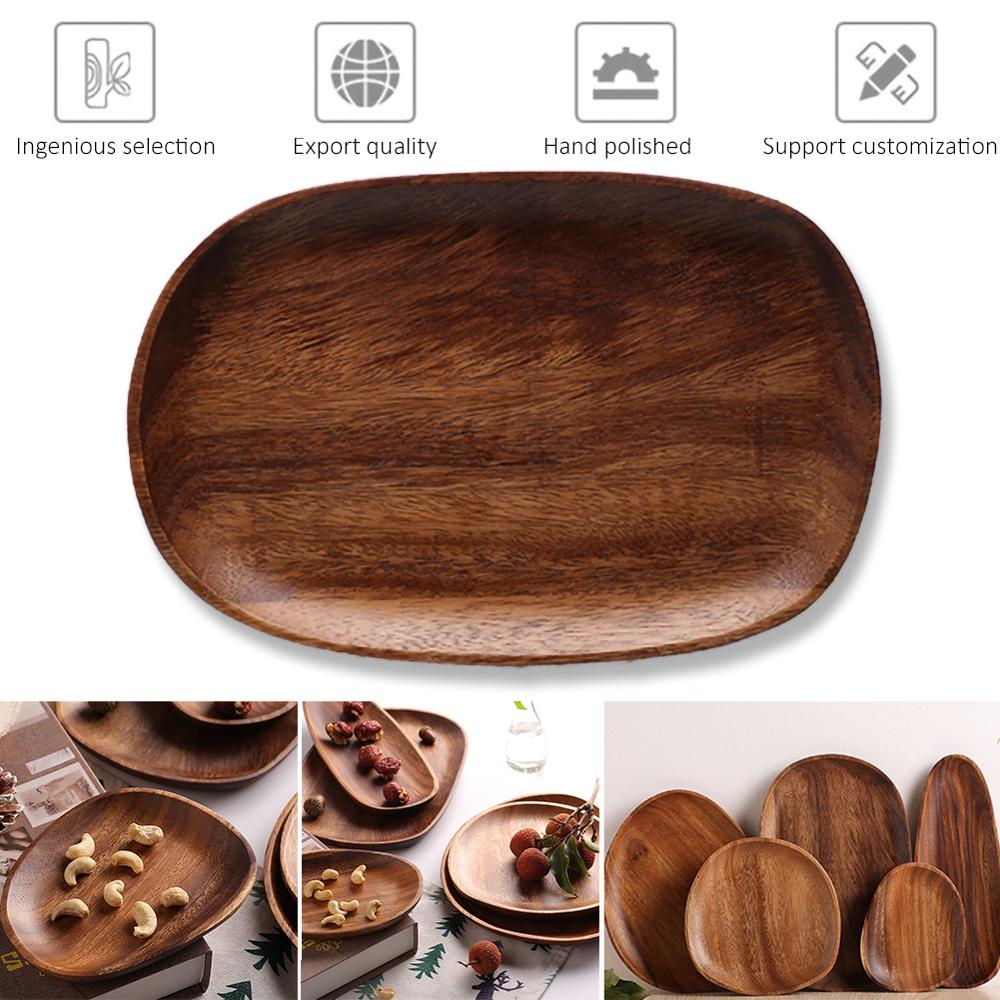 Irregular Wood Oval Solid Wood Tray Fruit Tray Tea Tray Dessert Tray