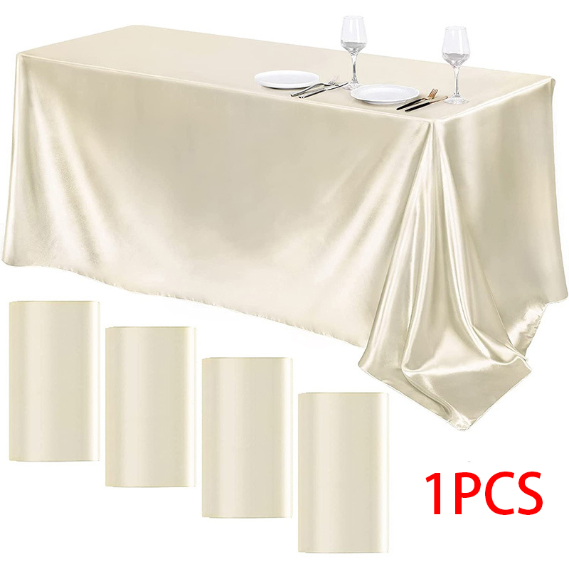 Solid Color Satin Tablecloth Table Cover Overlay Birthday Wedding Banquet Restaurant Festival Party Table Cloth Decoration: Yellow / 132*178cm