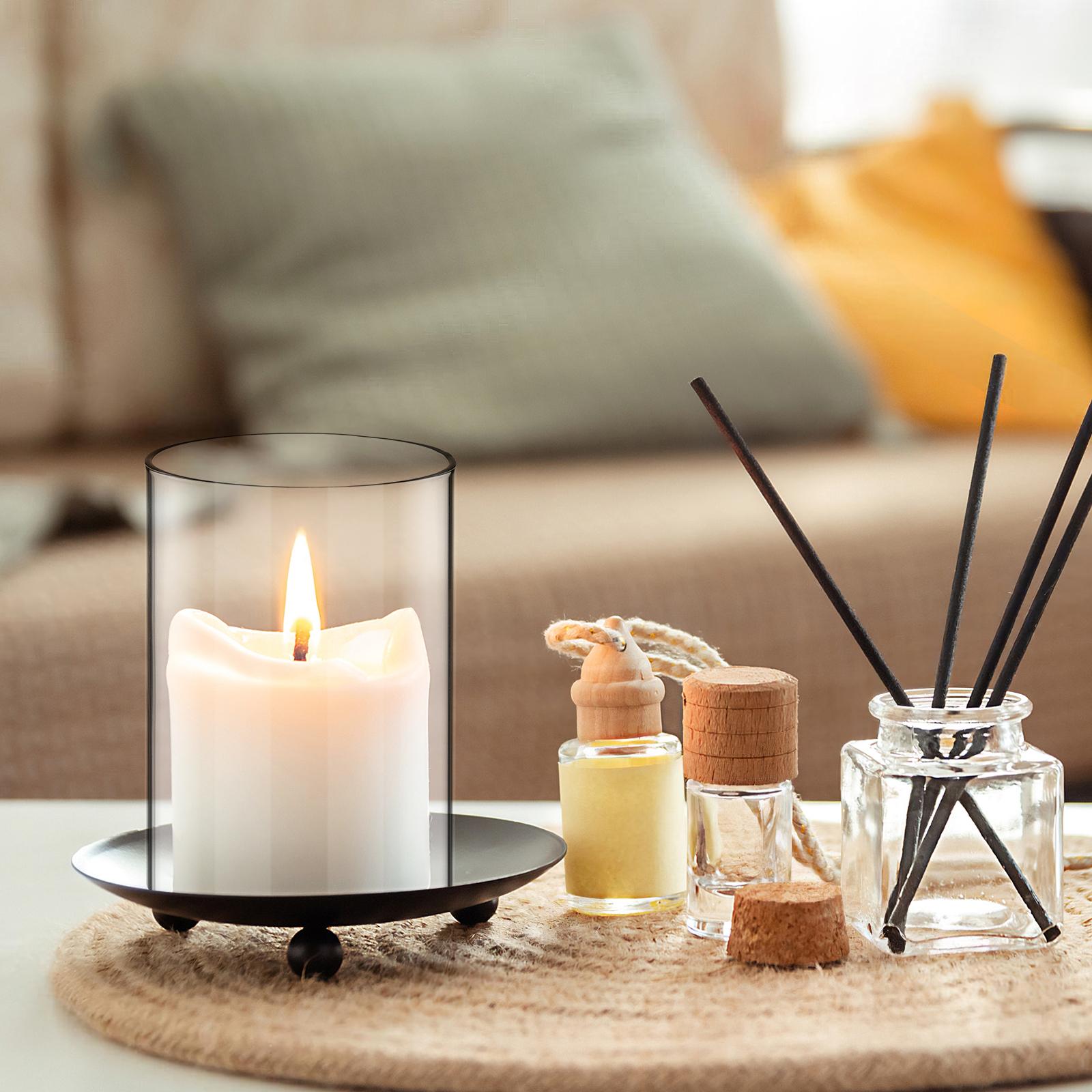 2-teiliges Set Schirm Kandelaber Lampe Glas Versorgung Esszimmer Kerzenständer Glasabdeckungen Kerzenhalter Rohr Lampenschirm Gerader Zylinder