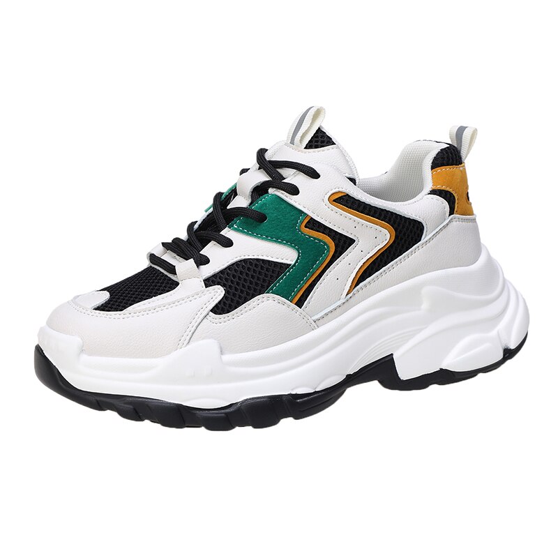 Fujin damesneakers blonder forår rund tå tyk bund kausal solid platform åndbare chunky sneakers til kvinder: Grå / 5.5