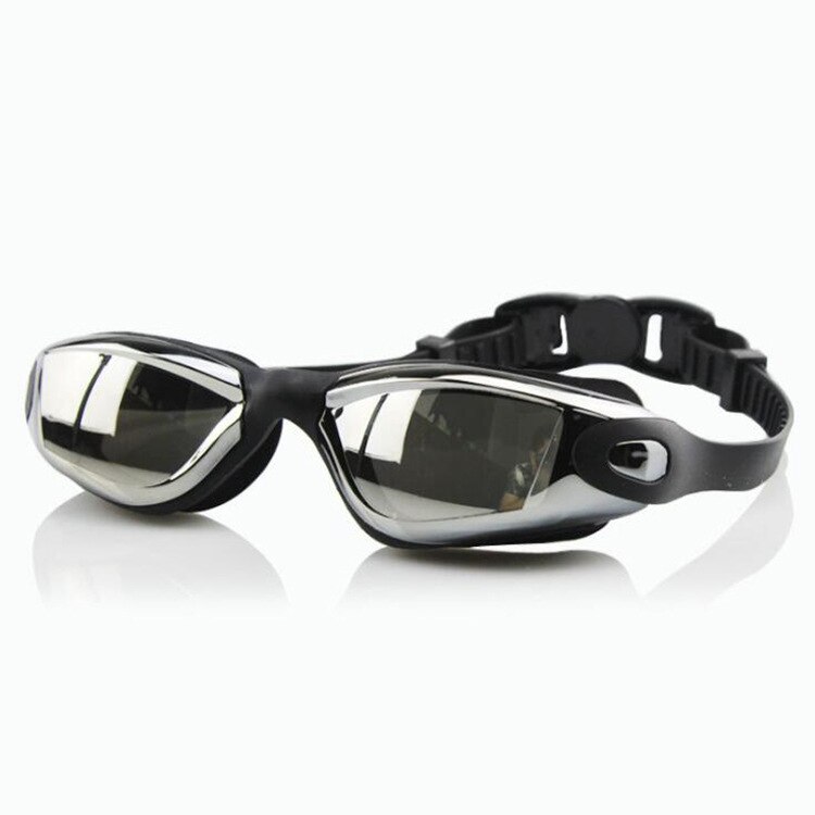Professionele Zwembril Anti-Fog 100% Uv Verstelbare Bril Zwemmen Goggle Volwassen Badmuts Oordopjes Neus Clip Set Voor mannen: Black glasses